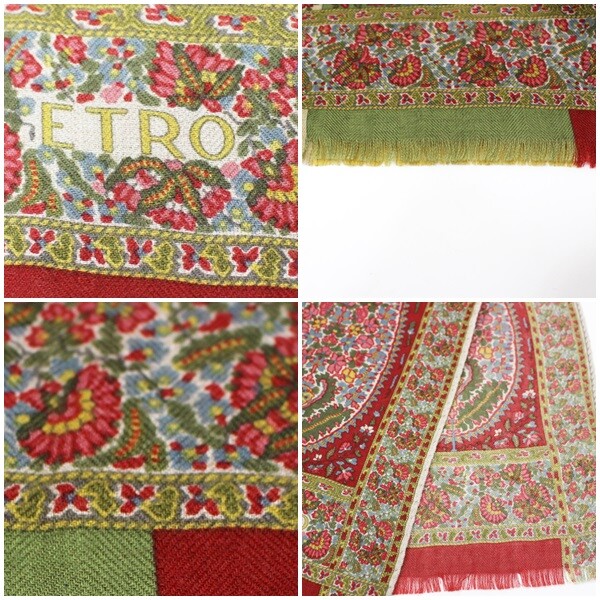 Authentic ETRO Rectangular Stole Shawl Beige Pais… - image 3