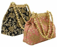 Set of 2 Handmade Traditional Ethnic Potli Bag Clutch Pouch Batwa for Women