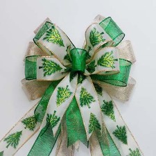 Metallic Christmas Trees Green and Gold Christmas Bow