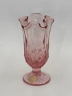 FENTON DUSTY ROSE LILY OF THE VALLEY HANDKERCHIEF VASE