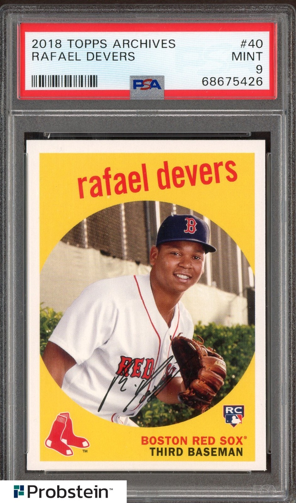 2018 Topps Archives Rafael Devers Boston Red Sox RC Rookie PSA 9 MINT