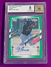 2021 Topps Pro Debut Green Auto /99 Jose Tena #PD-56 Guardians BGS 8/10
