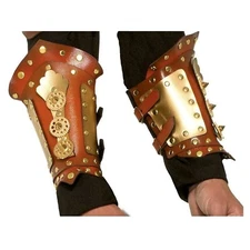 Adult Steampunk Victorian Faux Leather Halloween Costume Armor Wrist Gauntlets