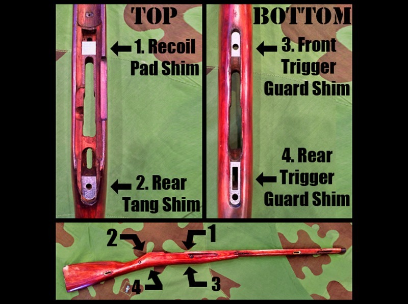 Accurizing Four Piece Shim Set For Mosin Nagant M38, M44, 91/30 PE PEM PU Sniper
