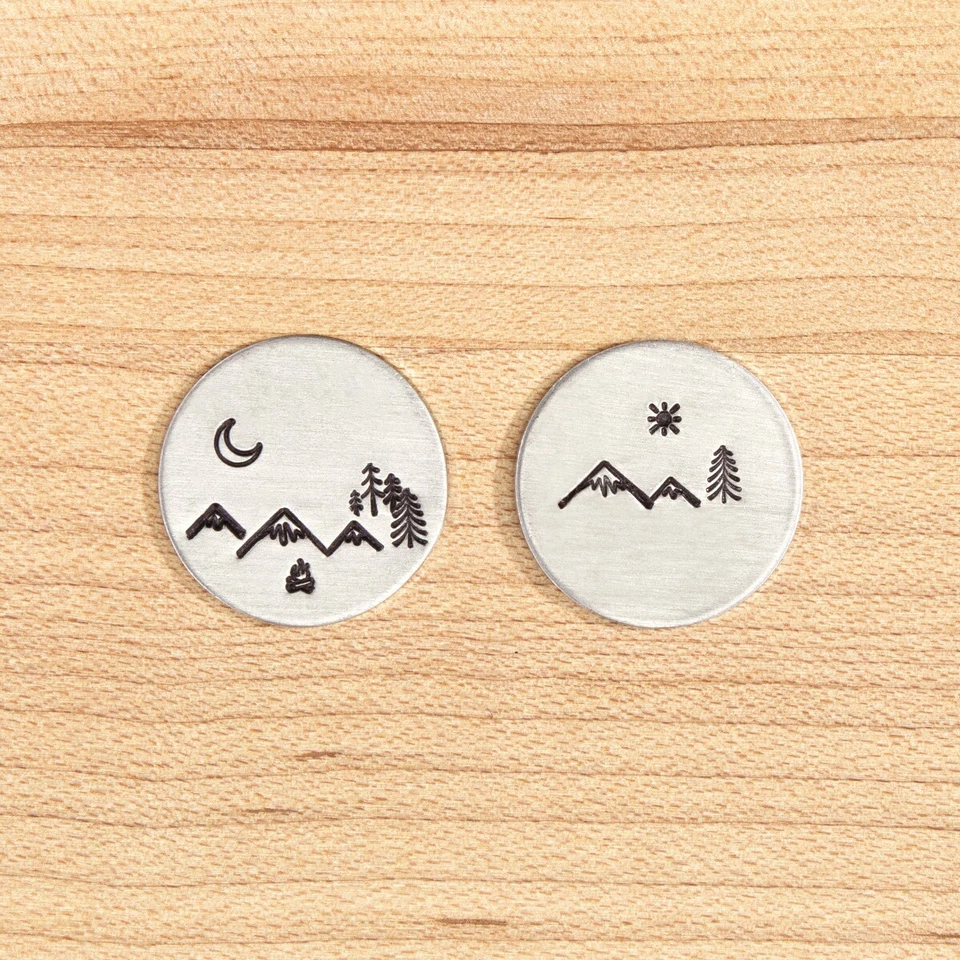 Paquete de 6 estampillas de metal ImpressArt Adventure Signature - Montañas, árboles Foto 3 de 3