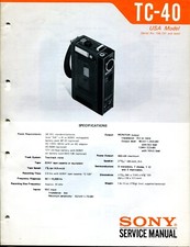 Sony Model TC-40 Cassette Corder Service Manual SN 156,101  Later