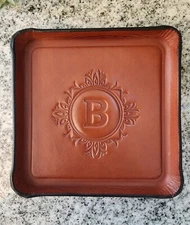 Personalized Leather valet tray, your  uppercase initial, choose from 3 colors