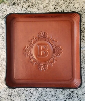 BRAIDS HOLSTERS Personalized Leather valet tray, your uppercase initial, choose from 3 colors