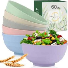 Wheat Straw Bowls Set 60 OZ Unbreakable Large Cereal Bowls Set of 6 Microwave an