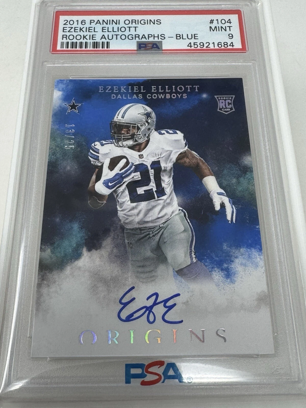 Ezekiel Elliott Panini Origins Rookie Autographs #104 Blue