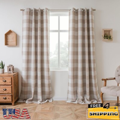 DriftAway Buffalo Plaid Check Curtains Woven Plaid Pattern Lined Blackout