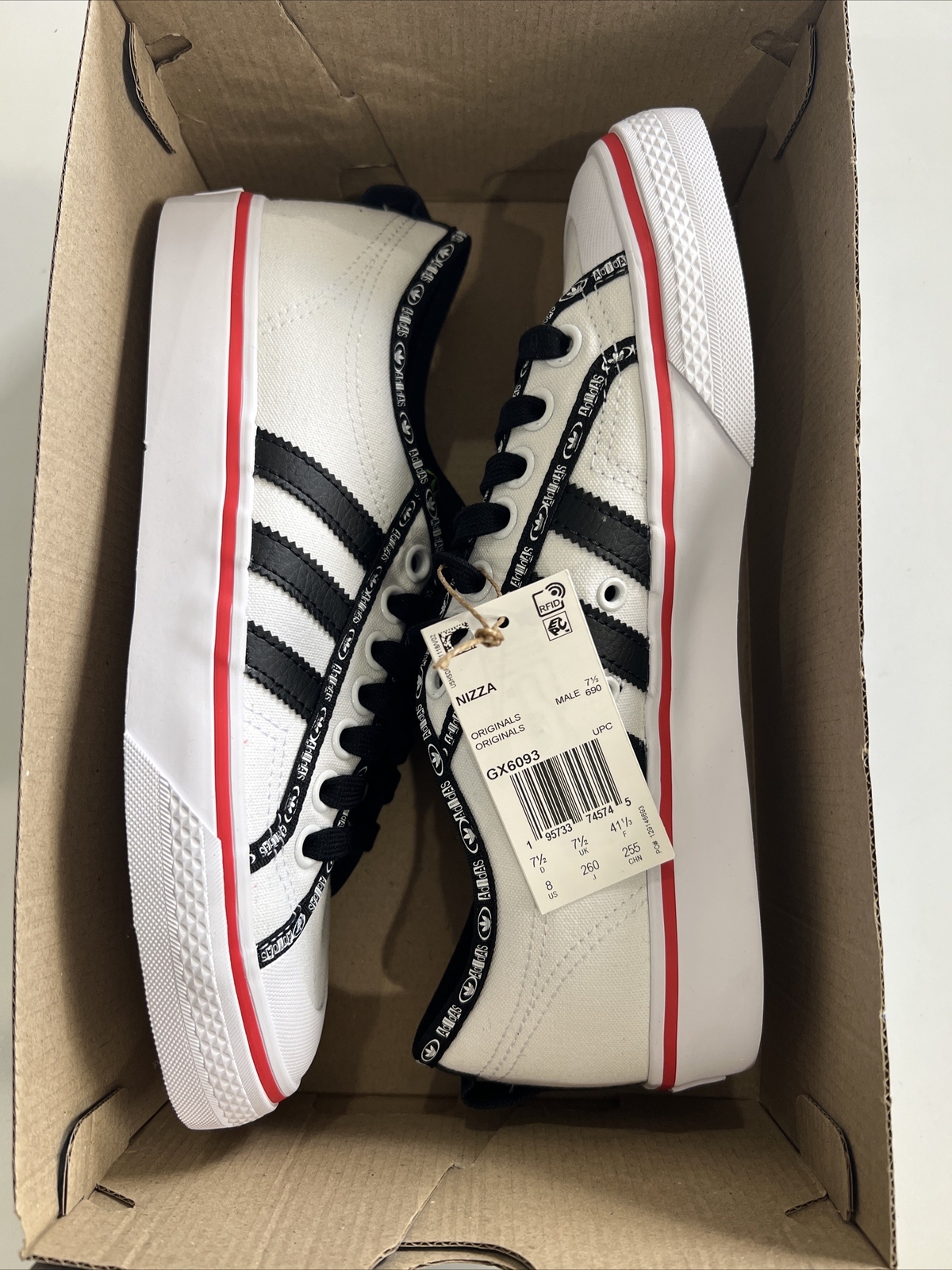 Adidas NIZZA Men's Shoes size 8 Sneakers GX6093  White Vivid Red thumbnail 8