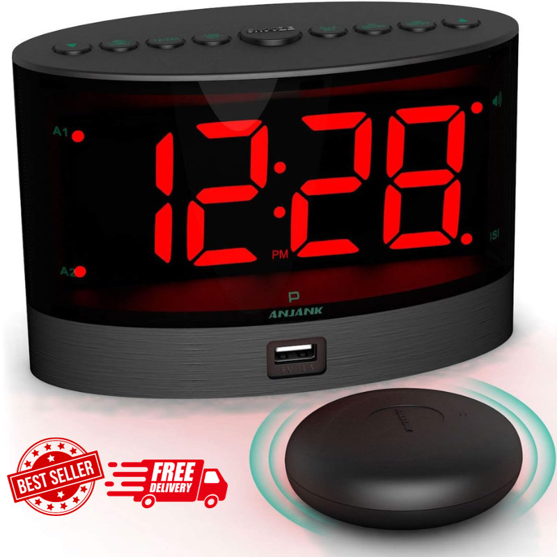 W/ Wireless Bed Shaker Vibrating For Heavy Sleepers Deaf