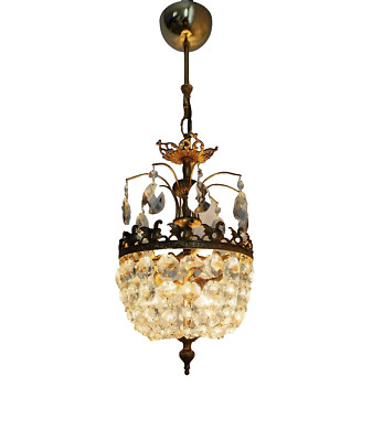 Crystal  Antique Ceiling Swan Original Bohemia Light Fixture Vintage