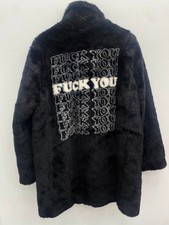 Supreme Hysteric Glamour F**k You Faux Fur Coat Black - Size M