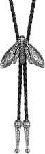 Mushroom Western Moth Bolo Tie - Unisex Leather Necktie Accessory for Men and Wo