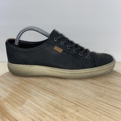 Ecco Soft 7 Men s Size 11 US 45 EU Leather Lace Up Casual Shoes Sneakers Black