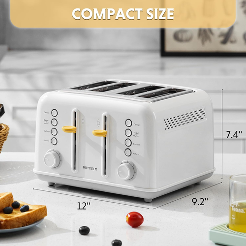 BD DT640 4-Slice Toaster Extra Wide Slots, Stainless Steel High Lift Lever White - Picture 6 of 8