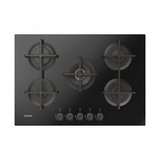 Indesit Piano Cottura 5 Fuochi a Gas 73 cm in Vetro Nero ING 72T/BK 1