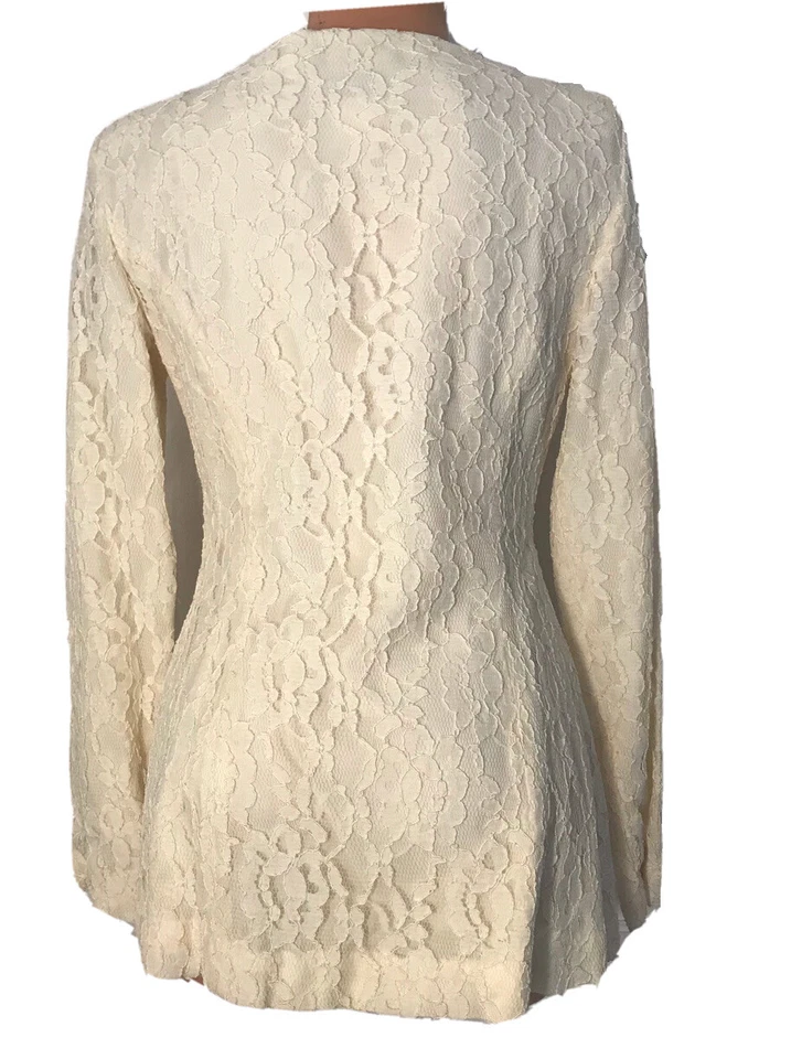 Chaqueta De Colección Años 90 Talbots Donna Ricco Off White Encaje Superpuesto Talla 4 Foto 4 de 4