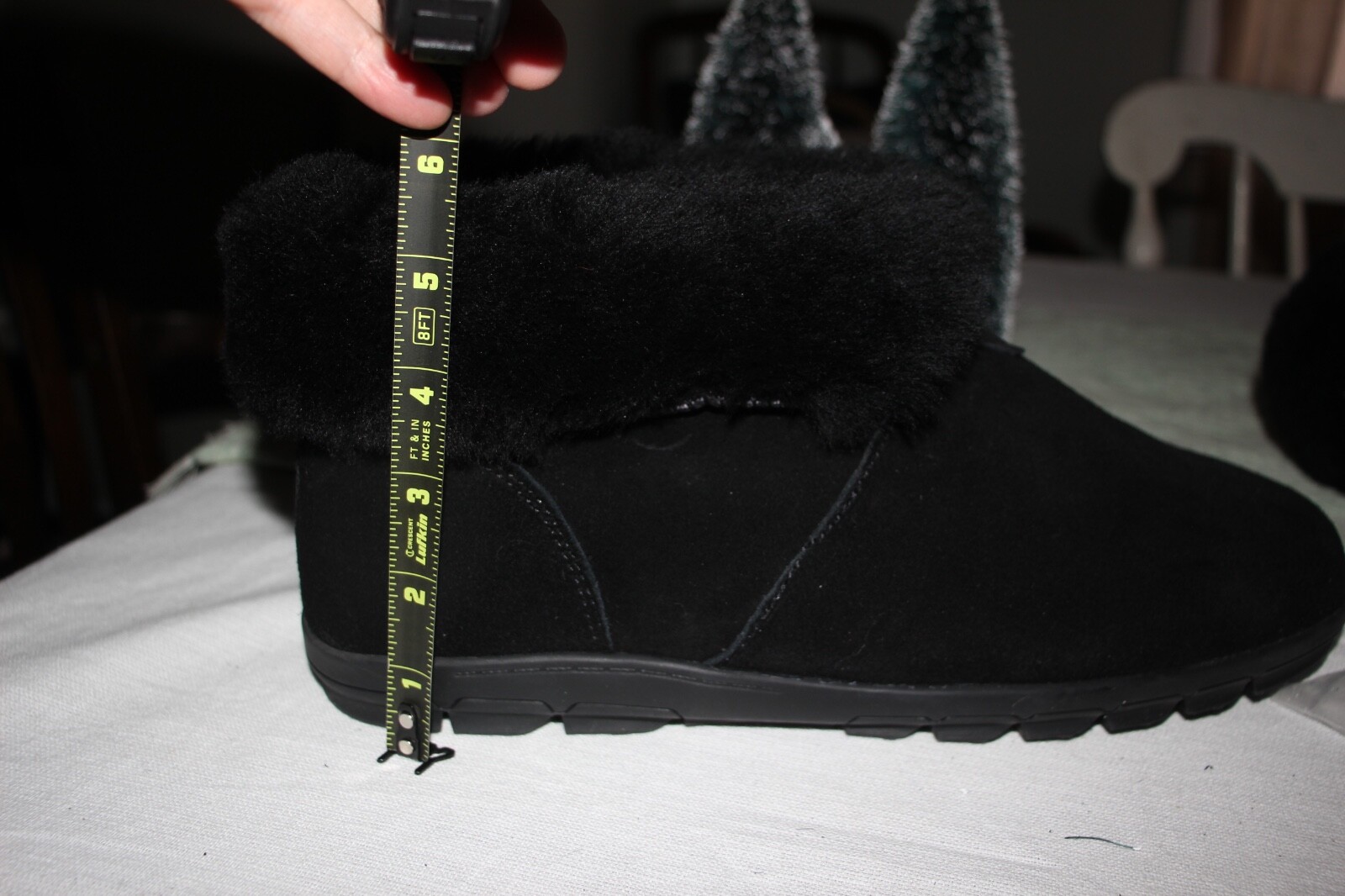 SAOLA Pantofole donna Bearpaw pelle di pecora sherpa scamosciata 11 11 5 12 nere suola rigida NUOVE