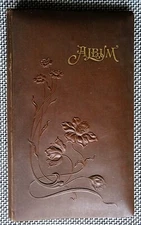 Empty Antique Arte Nuevo German postcard/photo album capacity 308 cards embossed