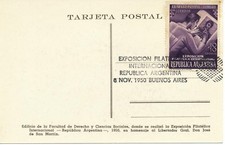 ARGENTINIEN 1950 Internationale Briefmarkenausstellung, Buenos Aires 10C+10C SST