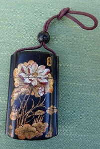 Vintage Lacquered Inro with Flower and Dragon Design