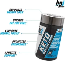 BPI Sports Keto Weight Loss "1st Ketogenic Fat Burner" 75 Caps MCTs BHB 7/25