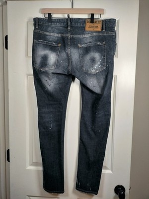 Authentic Dsquared2 Slim Jeans Men s IT 52 (US 36) - Distressed Paint Splatter 