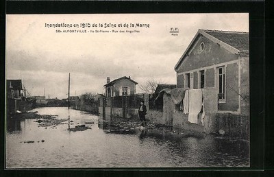 AK Alfortville, Inondations en 1910 de la Seine et de la Marne, Ile St. Pierre, 