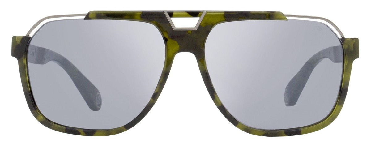 Philipp Plein Flash Navigator Sunglasses SPP046M 92IX Green Havana