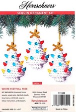 NIP HERRSCHNERS SEQUIN ORNAMENT KIT WHITE FESTIVAL TREE SET OF 3