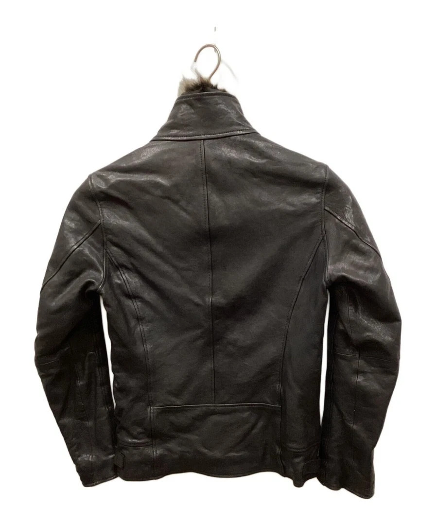SHELLAC Leather Single Riders Jacket Black Fur Co… - image 6