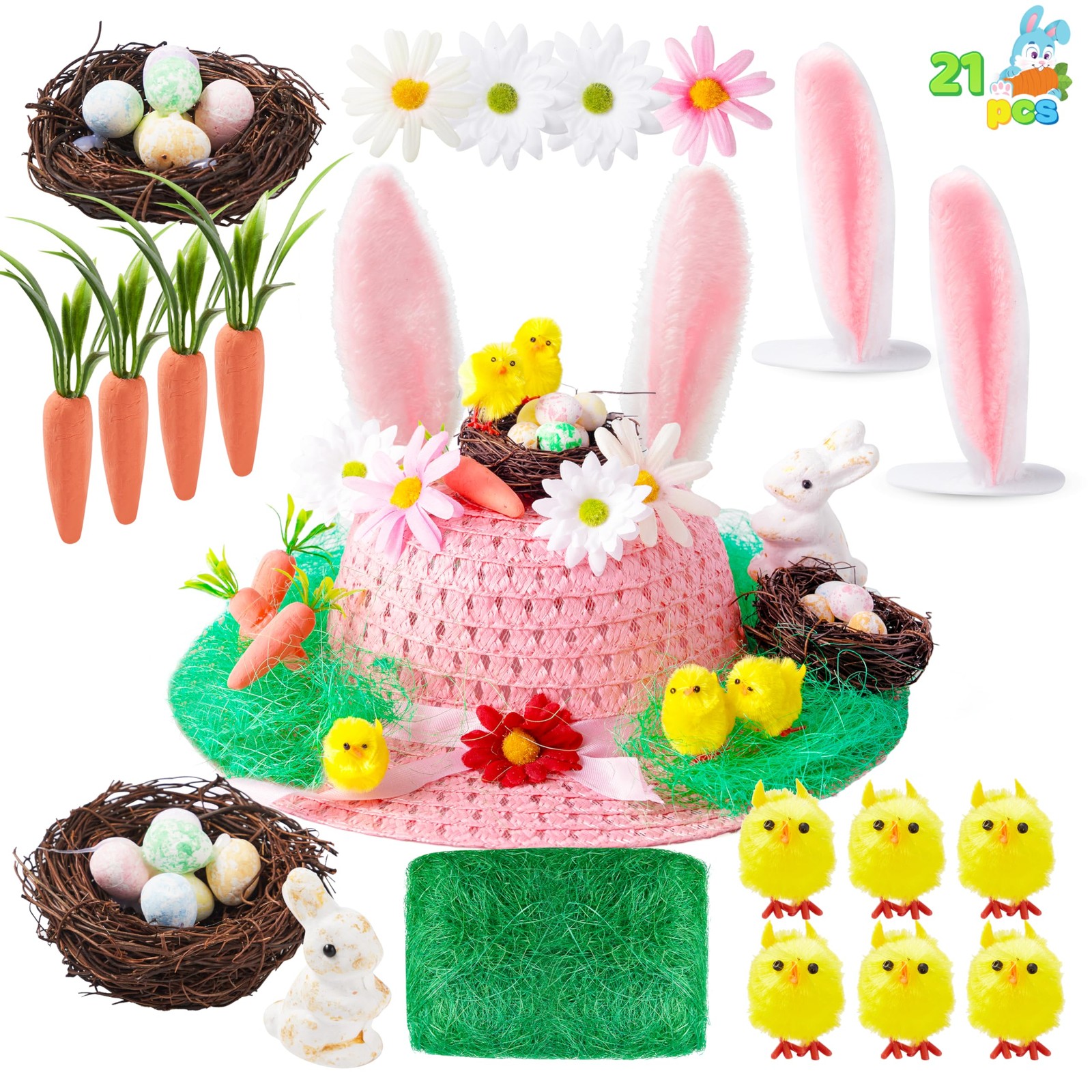 JOYIN Easter Bonnet Kit Easter Make Your Own Hat Craft Set with Chick Bunny