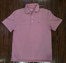 Vineyard Vines Men's Medium Red Striped Performance Golf Polo Shirt