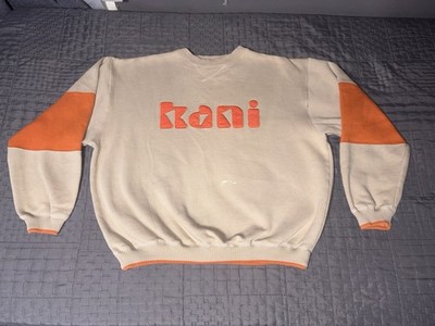 Kani Jeans Co. Crewneck Sweatshirt XL Cream Orange Embroidered Logo #23