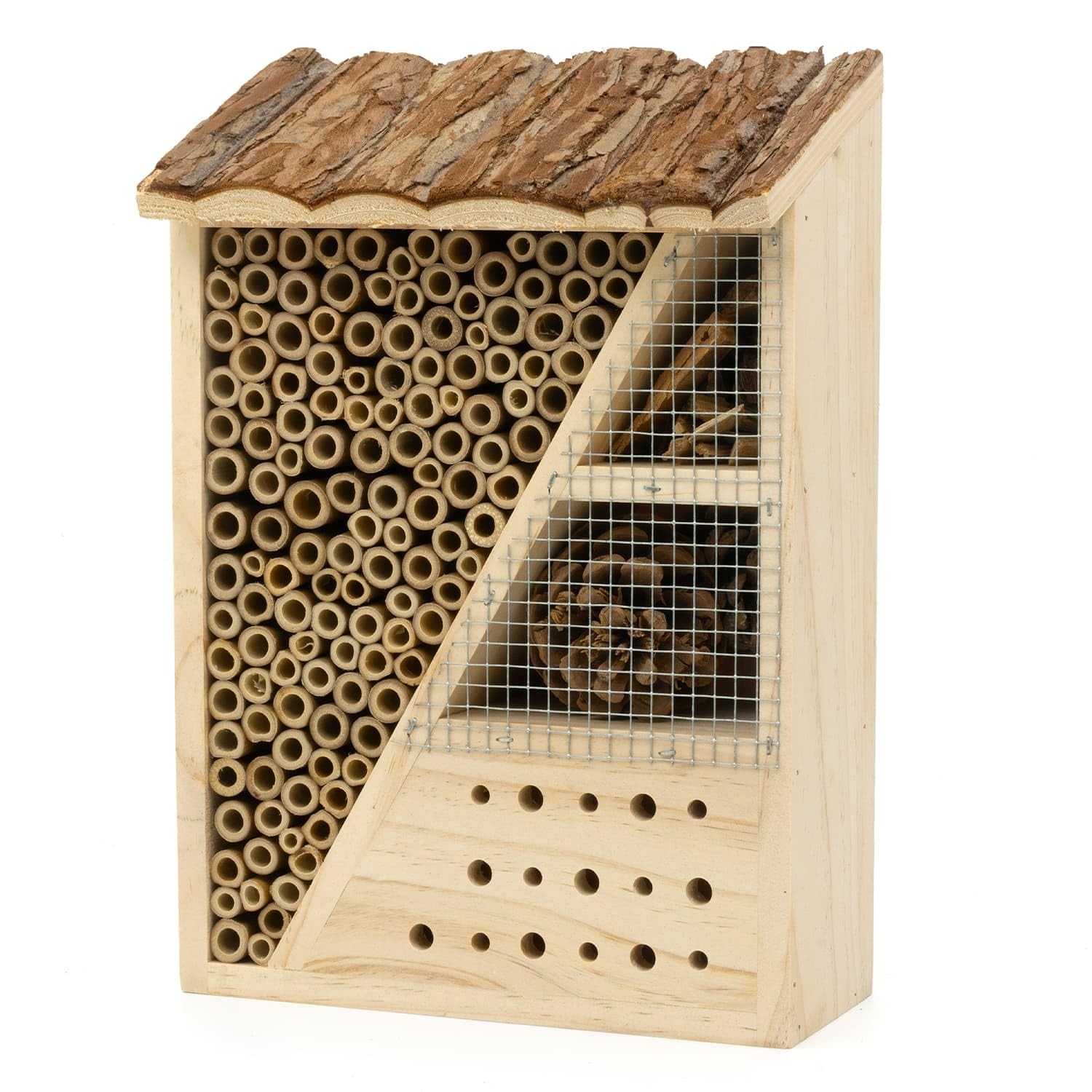 CKB LTD Rectangle Natural Wood Bark Insect Bug Hotel - For Bees Brown