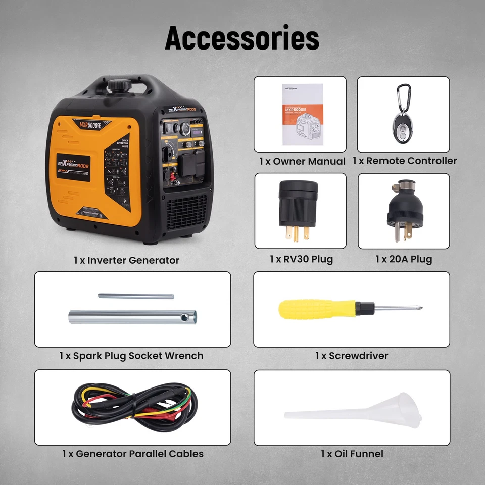 5KW Portable Inverter Generator Gas Powered Electric/Remote Start 120V - Image 3 of 4