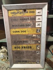 Vintage Der Wienerschnitzel Drive-In Menu Board Sign w/ Aluminum Frame Original