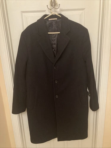 Cappotto Michael Kors uomo 40R lana cashmere nylon soprabito nero foderato 3 bottoni