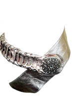 Chico Gold Tone Wide Leather belt Ordinate Buckle sz S