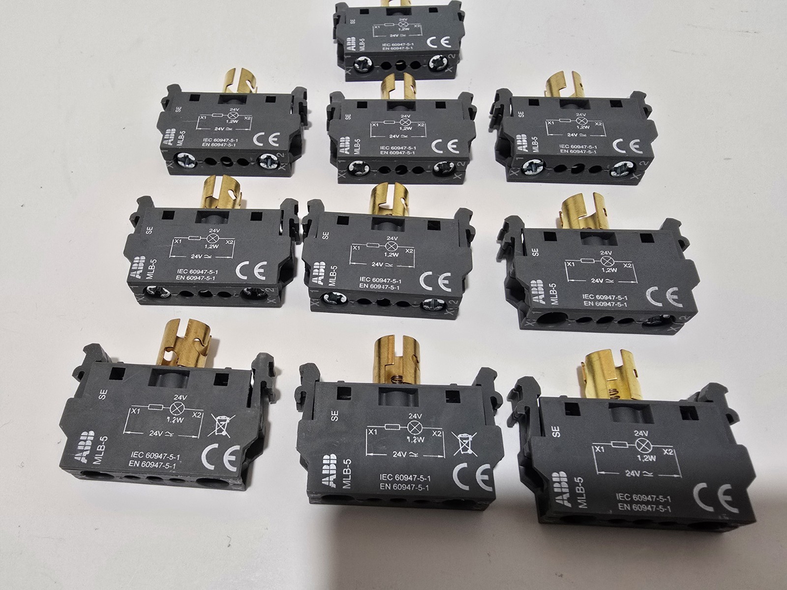 Lot Of 10 ABB MLB-5 Illuminated Modular Single Lamp Block, Filament Lamp, 24 V