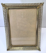 VTG Metal Picture Frame Gold Tone Lattice Filigree Ornate Baroque MCM Photo 5x7