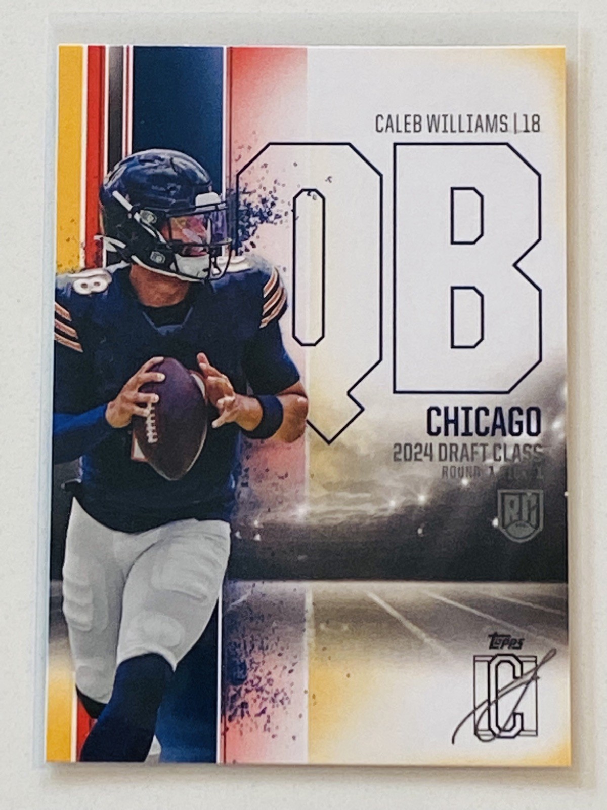 Caleb Williams 2024 Topps Signature Class #84 Yellow & Red Parallel SP (RC)