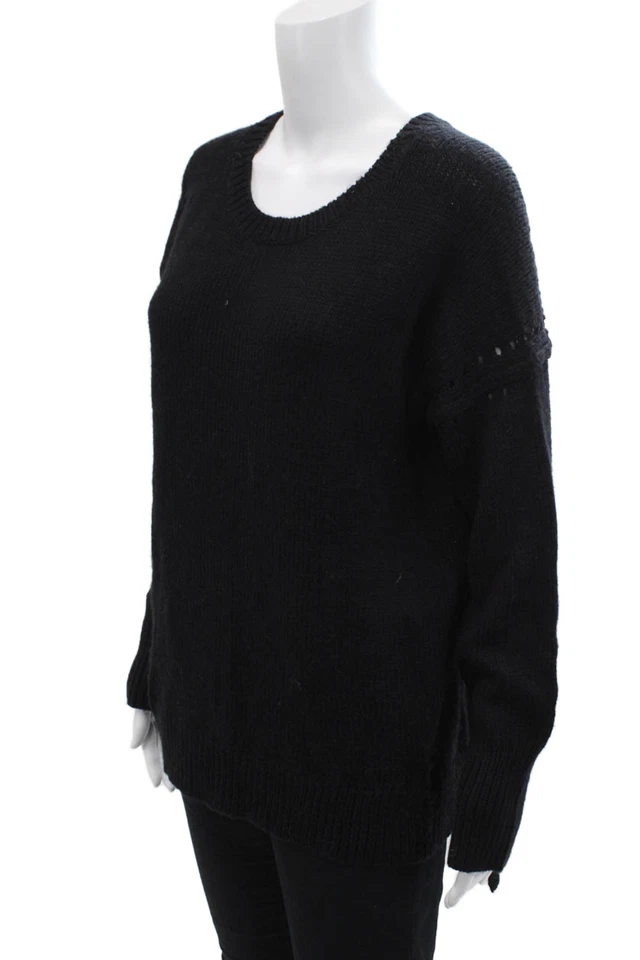 Suéter tejido trenzado manga larga cuello redondo negro talla S Wildfox para mujer Foto 2 de 4