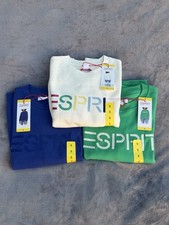 Vintage Esprit Crewneck Sweatshirt 3 Pack S White Green Blue Retro Logo NWT Y2K
