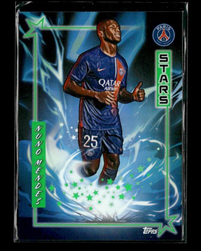 Nuno Mendes 2023-24 Topps PSG Graphic Heroes Chinese Green 12/99 Stars [don81