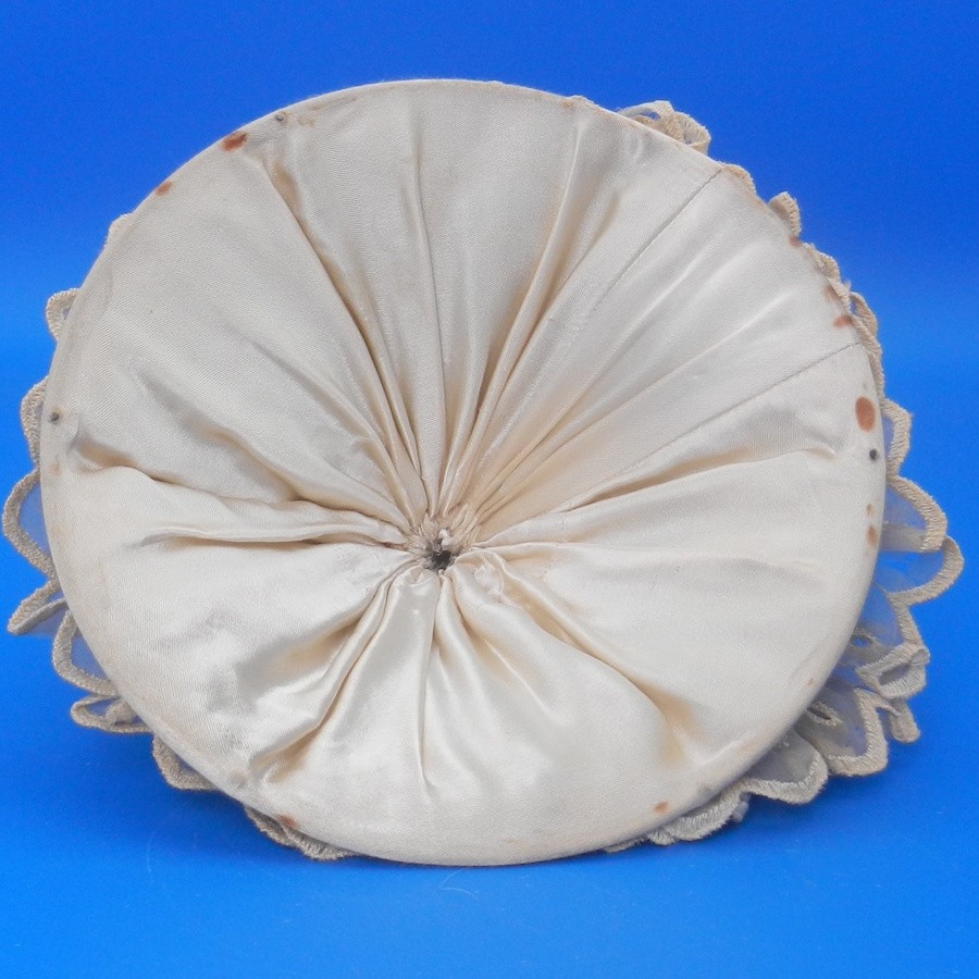 Vintage HALF DOLL PIN CUSHION Porcelain Figurine Bathing Beauty HANDS AWAY