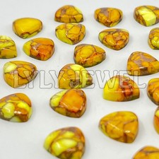  WHOLESALE HONEY DAHLIA COPPER TURQUOISE CABOCHON TRILLION SHAPE LOOSE GEMSTONE